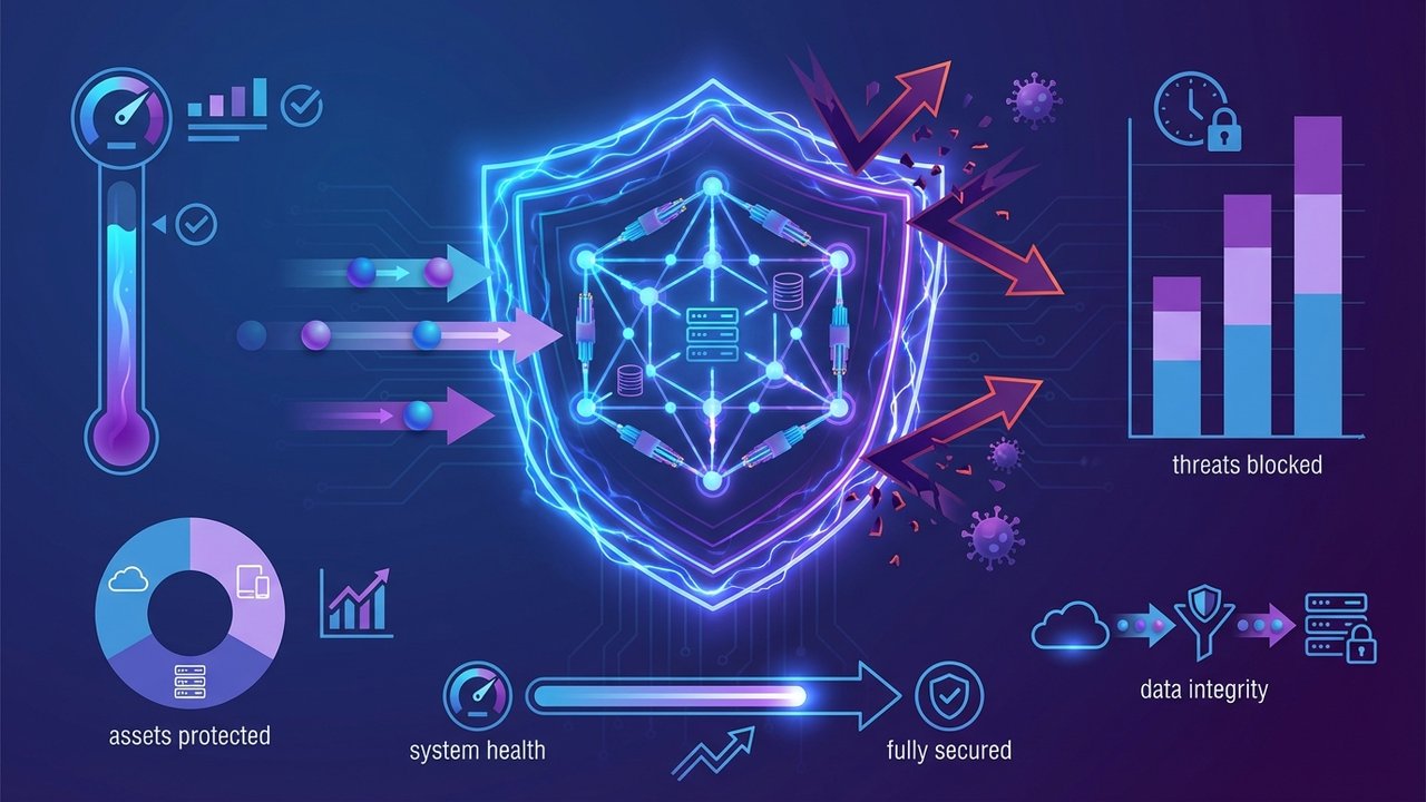 AI Security and Development: A Developer's 2026 Guide 2 A digital illustration of an AI-powered shield actively protecting a complex data network from potential cyber threats, representing advanced defense.