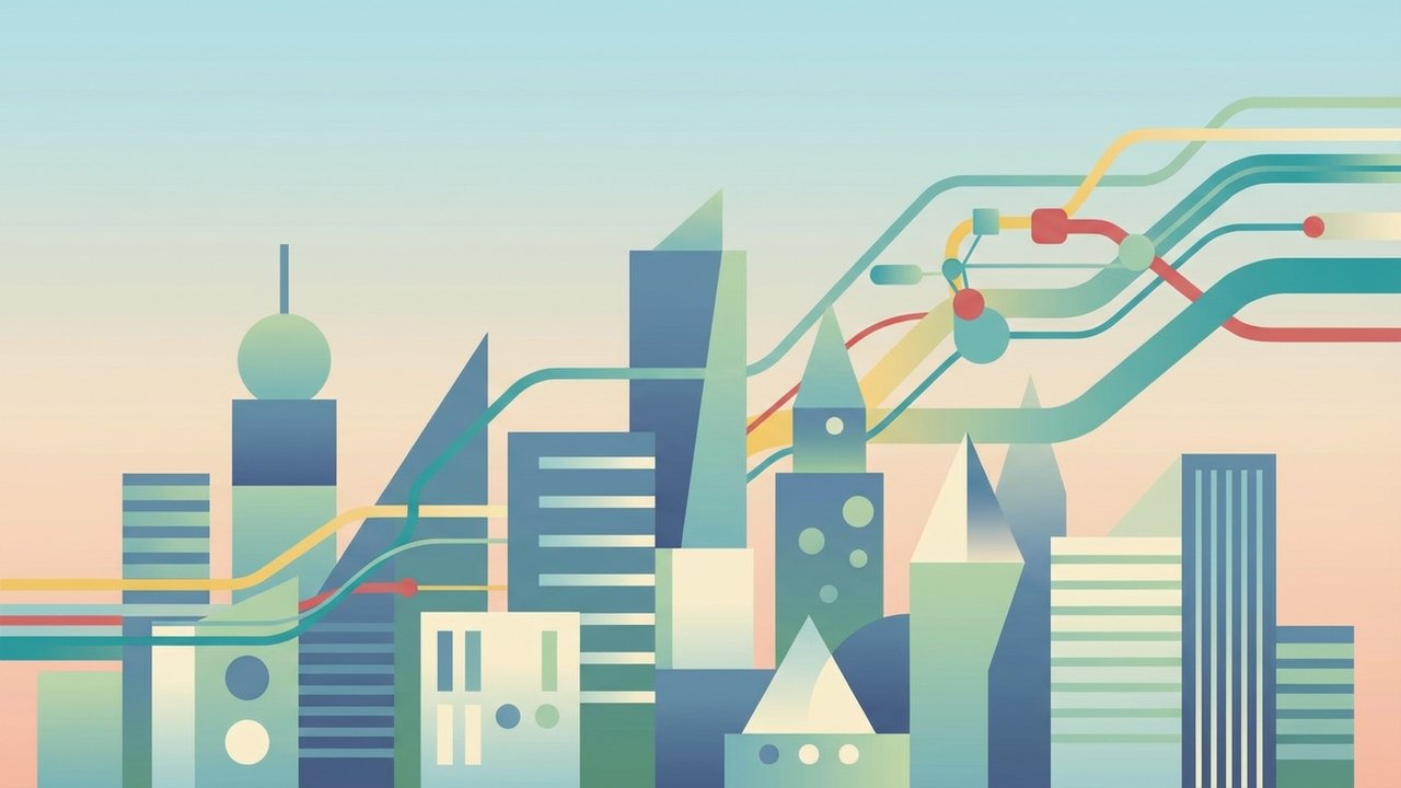 Banking on AI: How GCC financial services are embracing automation 3 Stylized depiction of a futuristic financial cityscape with seamless data flows and automated processes, symbolizing the intelligent and automated future of GCC banking.