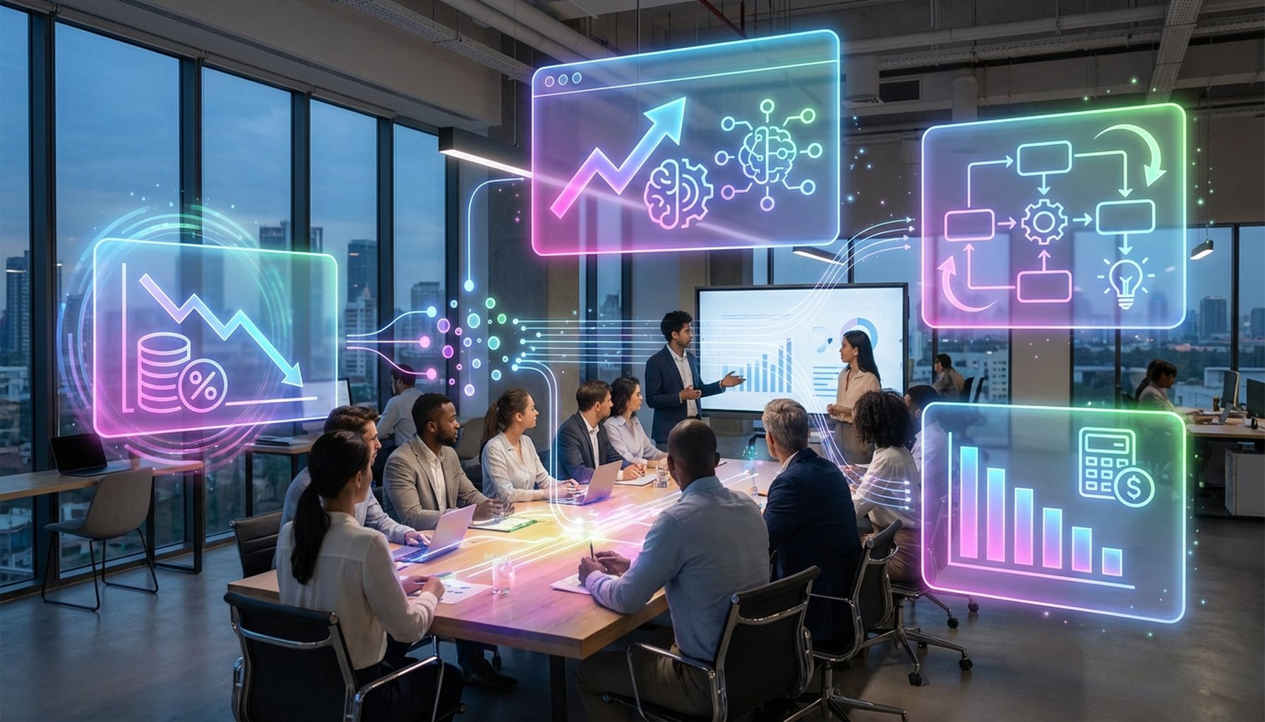 AI Digital Marketing Strategy UAE and GCC: The Ultimate Guide for 2026 2 Digital infographic displaying statistical data related to AI marketing spend, cost reduction, and business planning for GCC SMEs.