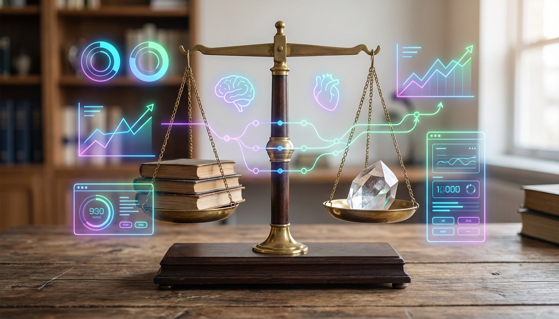 AI Agents & Chatbots for Business UAE & GCC: The Complete 2026 Guide to ROI & Implementation 8 A set of scales with two distinct options, symbolizing a strategic build vs. buy decision for AI solutions.