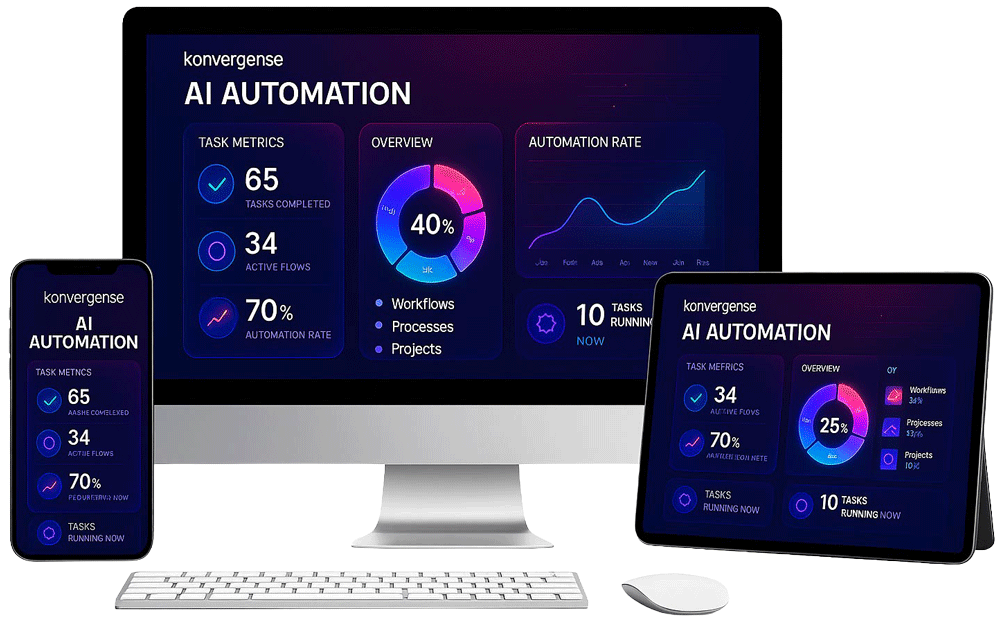 AI Marketing automation dashboard on multiple devices.