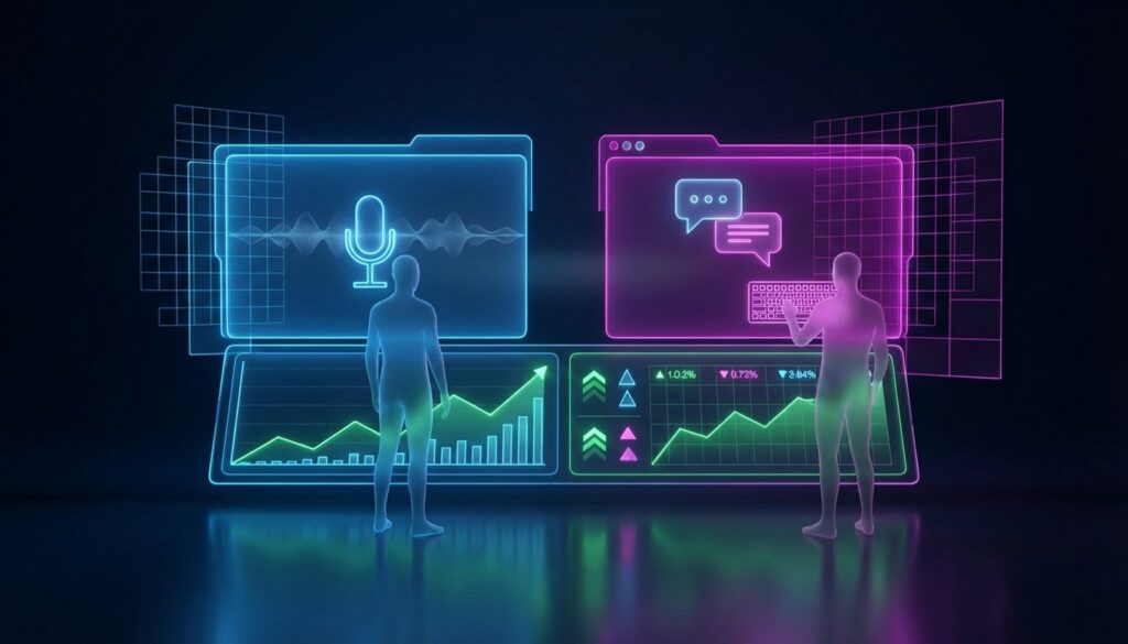 AI Voice Assistants vs Text Chatbots - What's Best For Your Business 2 Comparison of AI voice assistants and text chatbots showing their superior ROI for businesses.