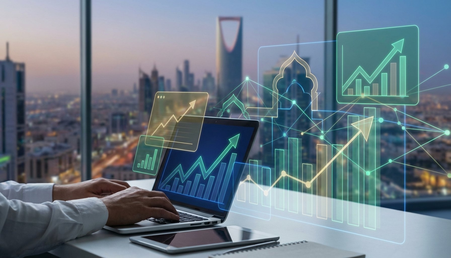Illustration depicting successful LinkedIn Lead Generation UAE Saudi Arabia, showing digital connections and business growth.