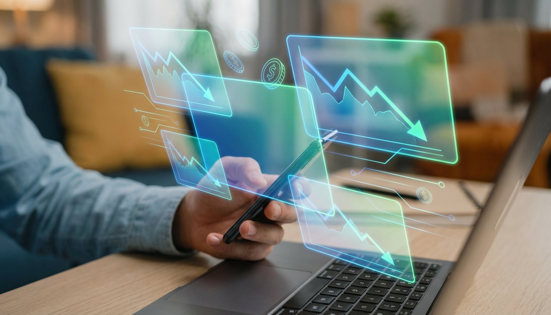 Customer Service AI Chatbots In The UAE: Proven Strategies to Save AED 1.2 Million 3 A visual representation of financial savings, with a downward trending graph and UAE currency symbols.