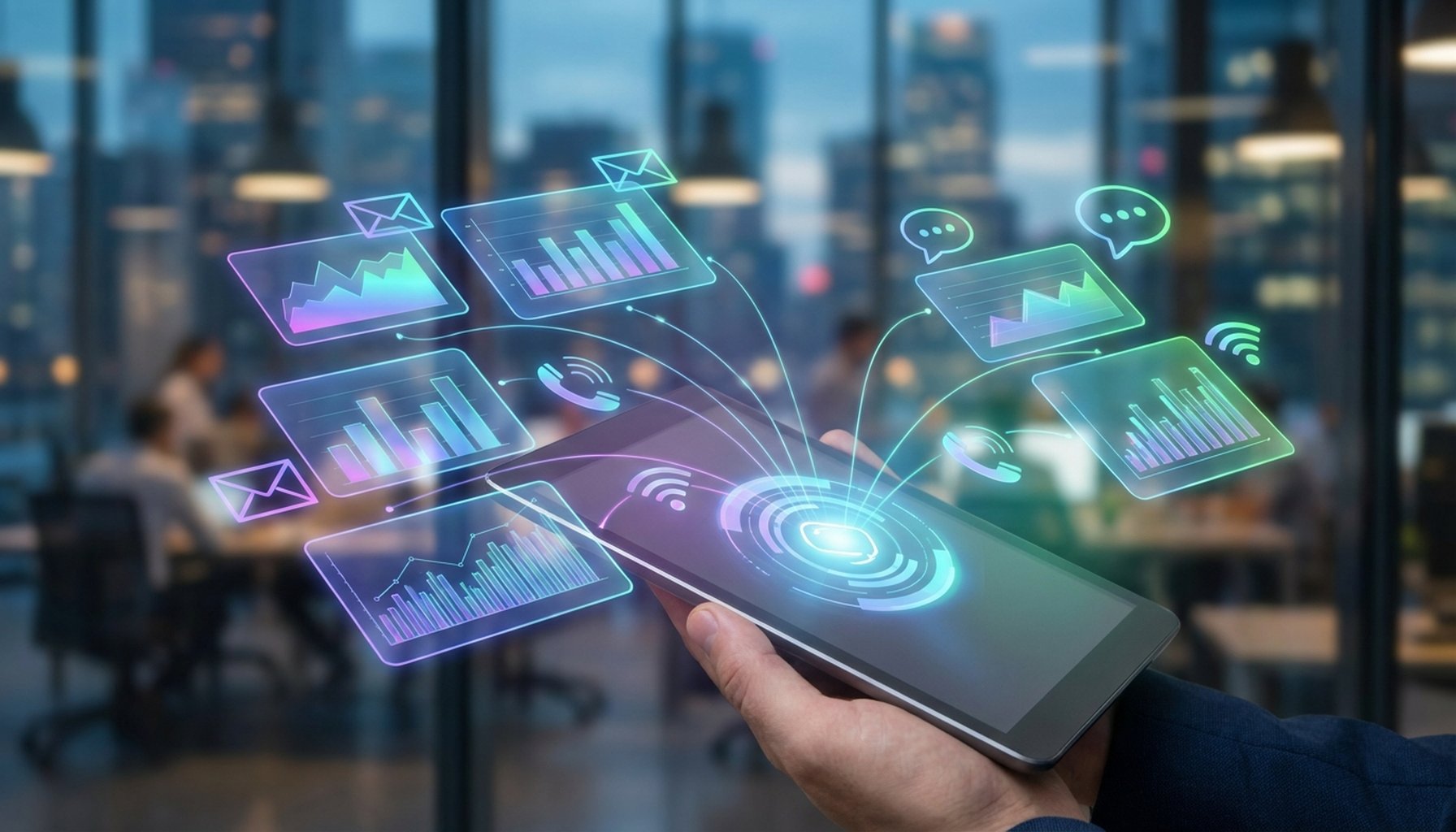 The Ultimate Guide to LinkedIn Lead Generation in UAE and Saudi Arabia 5 Diverse communication symbols like speech bubbles and message icons, all pointing towards a central engagement hub.