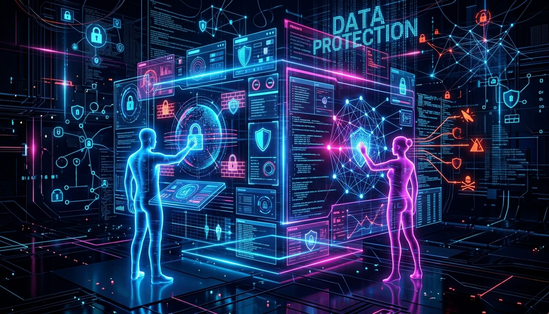 AI Marketing Automation For E-commerce And Retail in UAE: 7 Proven Strategies For Success 6 Symbolic representation of digital security, featuring a shield or lock icon integrated with abstract data flows, emphasizing privacy and ethics.
