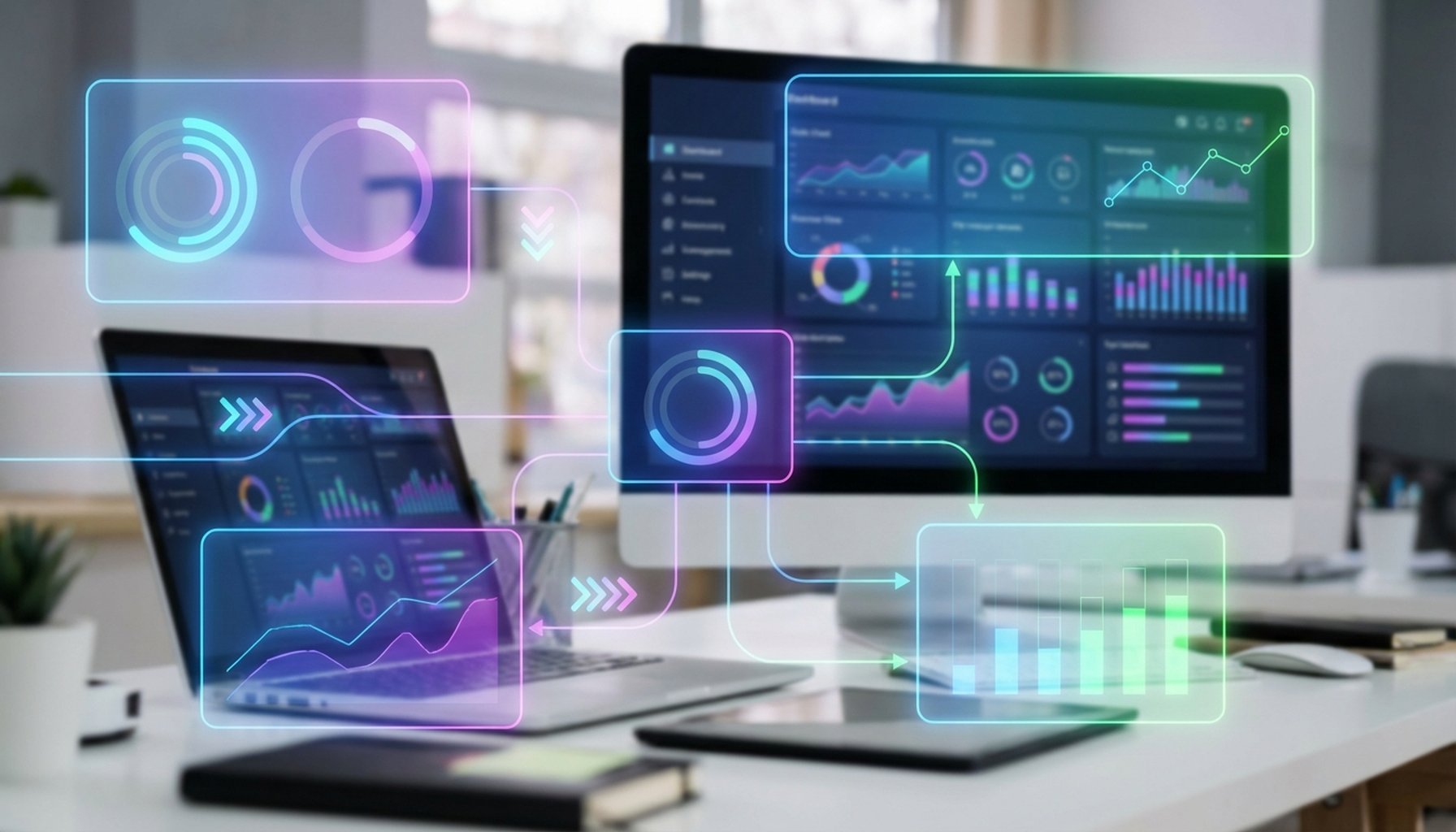 Customer Service AI Chatbots In The UAE: Proven Strategies to Save AED 1.2 Million 6 A clean, professional data dashboard displaying various KPIs and metrics for chatbot performance optimization.