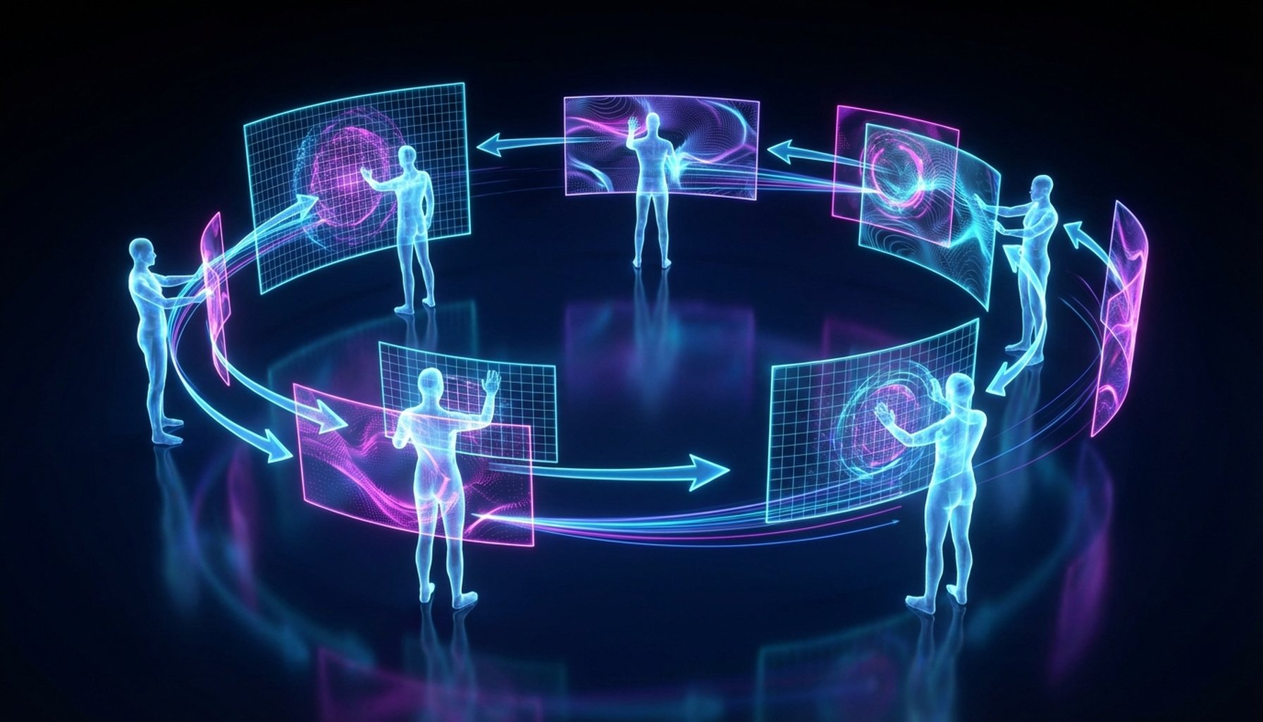 AI Voice Assistants vs Text Chatbots - What's Best For Your Business 7 A visual representation of a continuous improvement or optimization cycle, possibly an infinity loop or a circular arrow design, symbolizing refinement.