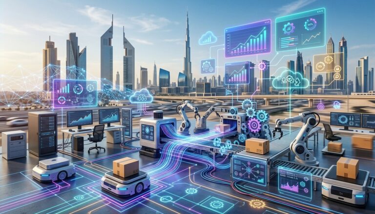 Schedule a Meeting 12 Abstract visualization of Agentic AI transforming business operations for UAE and GCC enterprises.