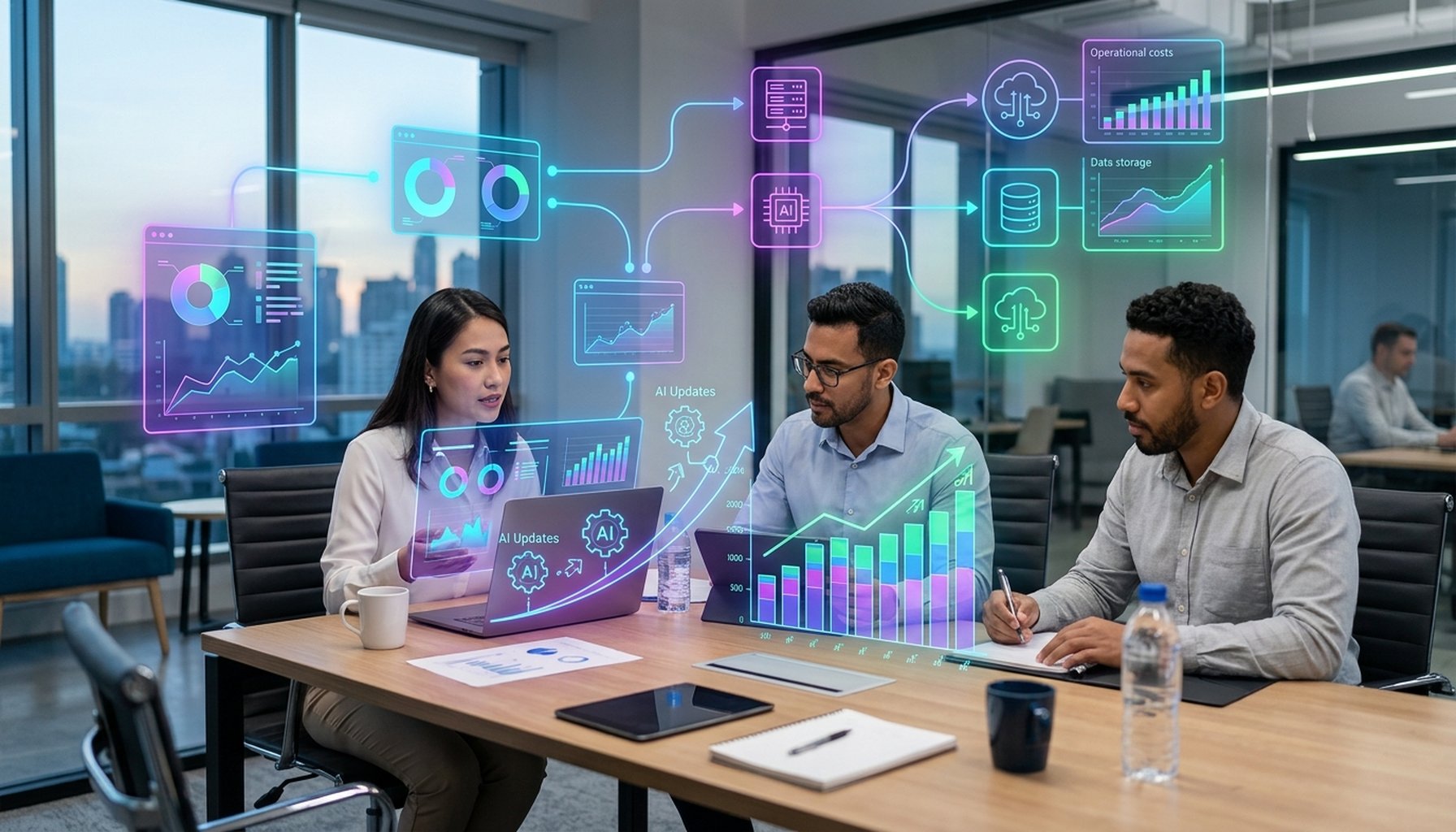AI Agent & Chatbot Development Cost in Dubai: The Complete 2026 Pricing Guide with ROI Strategies 1 A visual representation of financial planning for long-term AI technology updates and budgeting.