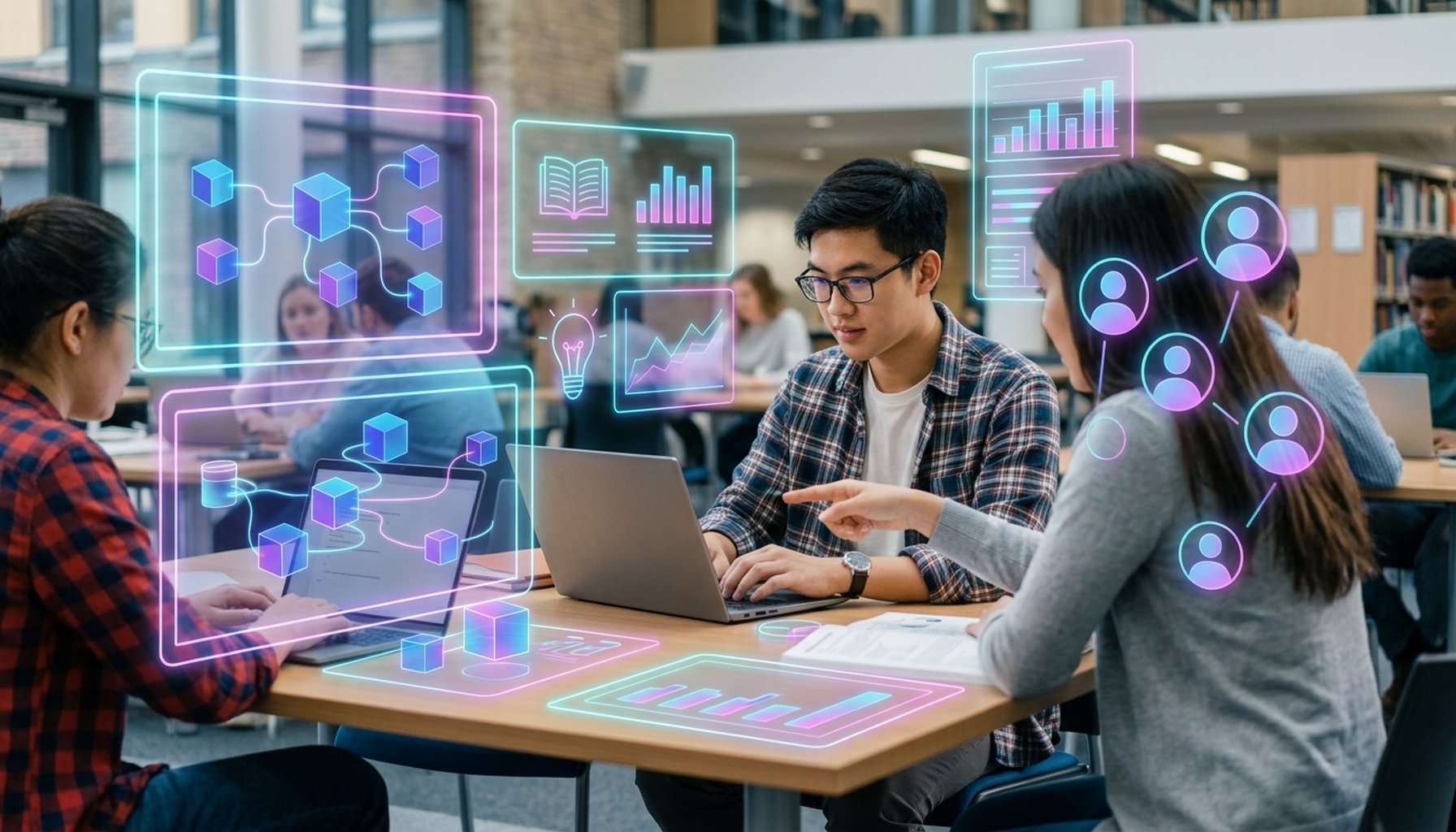 AI in Education: From Chaos to Clarity for Educational Leaders in 2026 1 Visual representation of disconnected data blocks, symbolizing data silos, with abstract student profiles scattered.