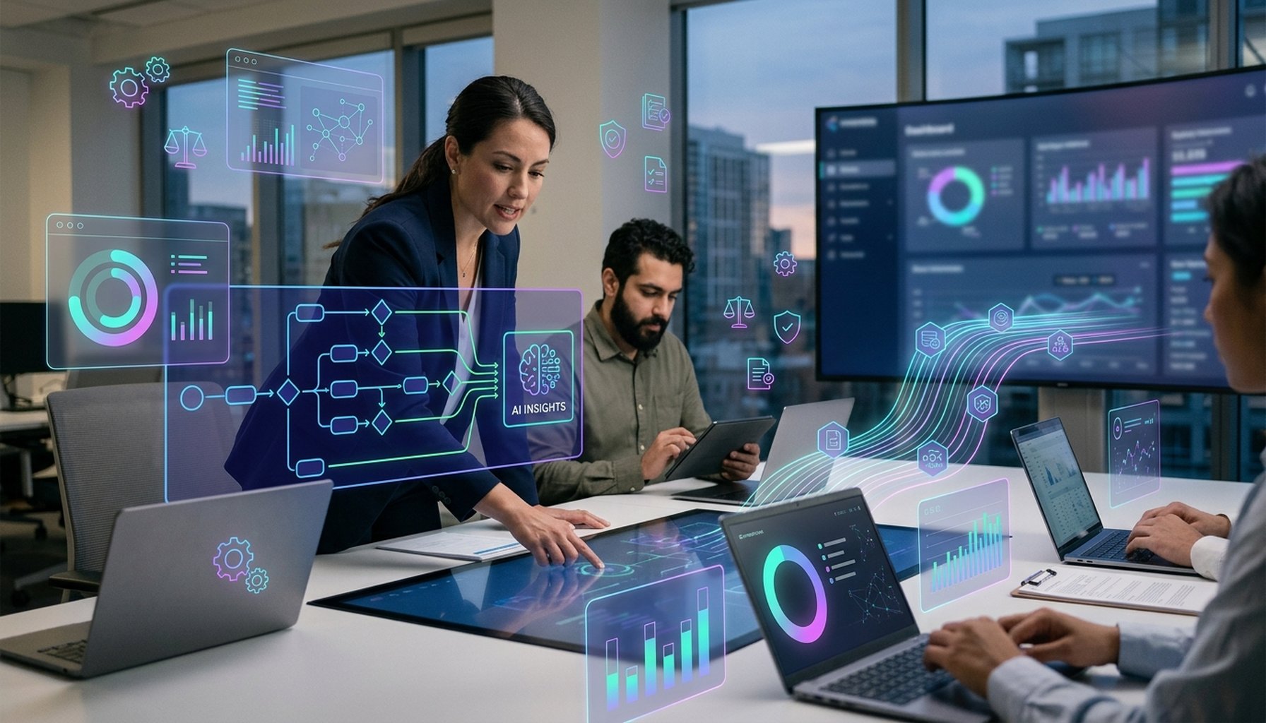 Healthcare AI Agents & Chatbots UAE: Transforming Compliance and Patient Service 2 Stylized illustration of a complex legal document or network overlaid with a digital AI brain icon, symbolizing UAE regulatory compliance for healthcare AI.