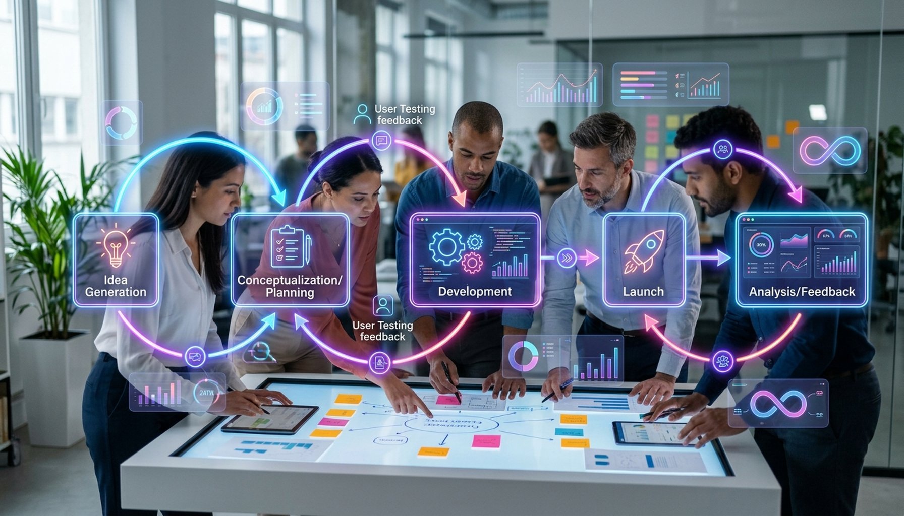 Agentic AI Implementation in Dubai Private Sector: The Ultimate Guide for 2026 4 Diagram showing an 8-step iterative roadmap for AI implementation with measurement points.