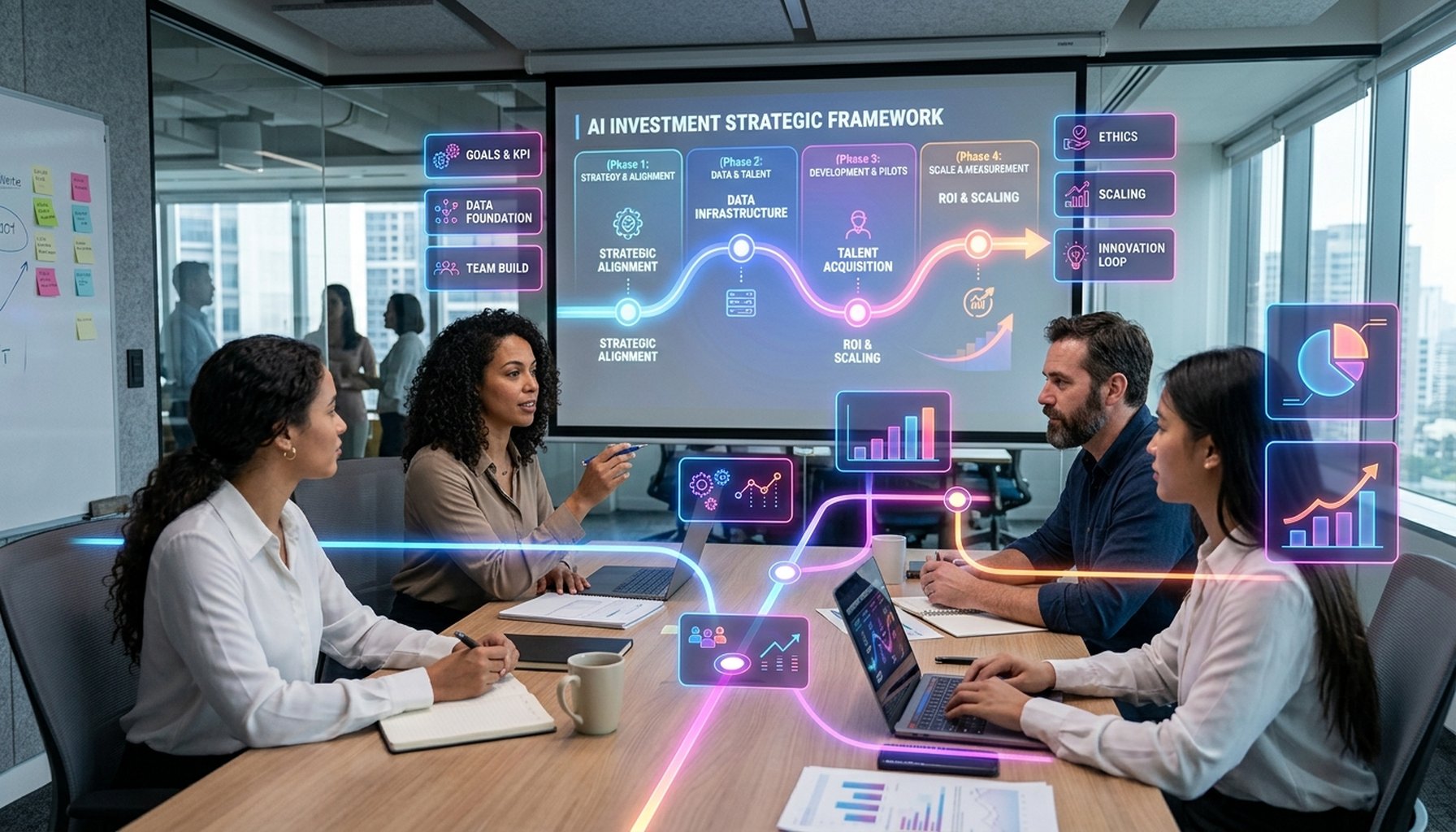 AI Agent & Chatbot Development Cost in Dubai: The Complete 2026 Pricing Guide with ROI Strategies 3 An infographic or abstract representation of a strategic framework outlining critical success factors for maximizing AI investment.
