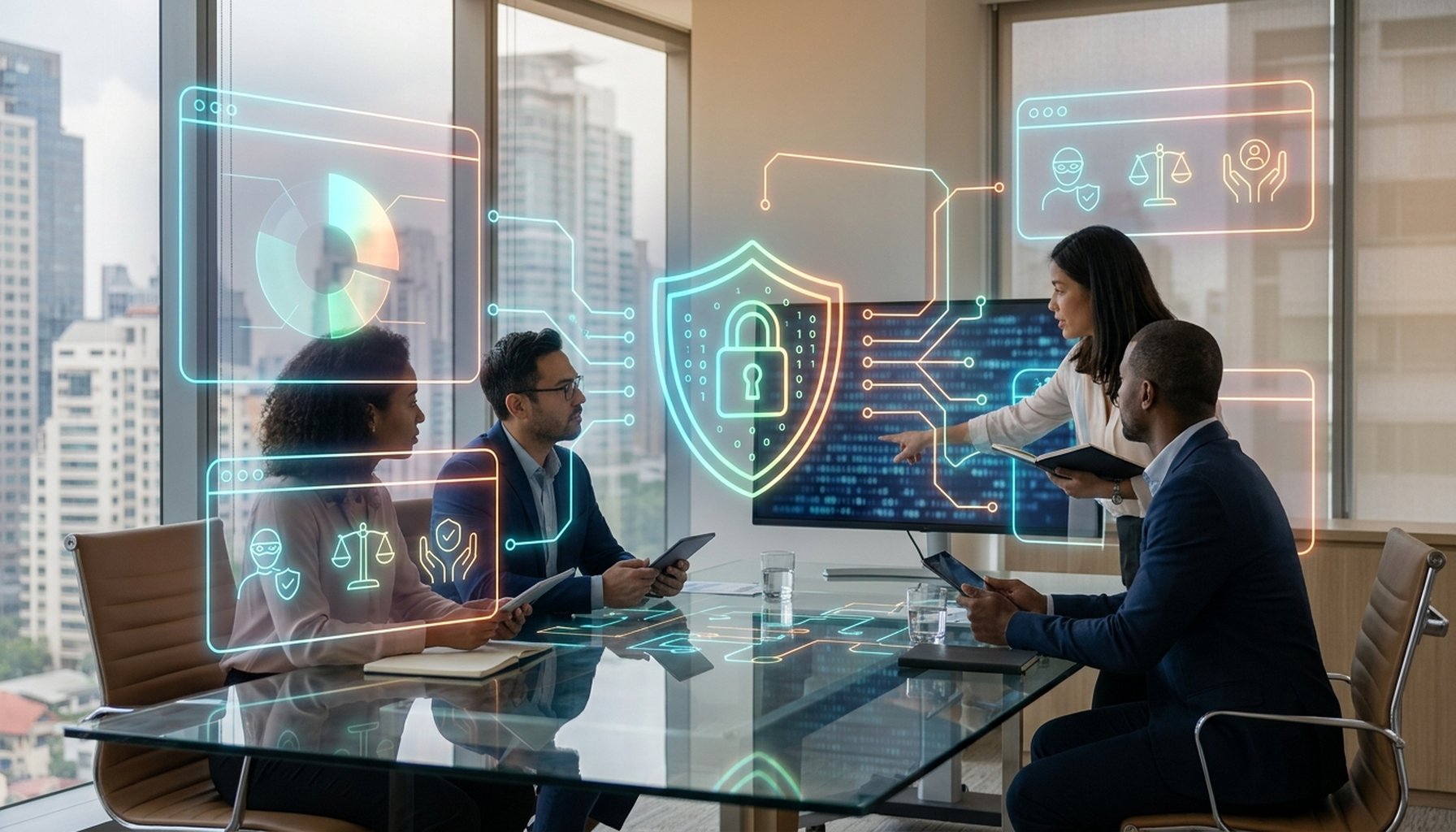 AI in Education: From Chaos to Clarity for Educational Leaders in 2026 5 An abstract visual representing ethical guidelines and a digital shield symbolizing data security and privacy.
