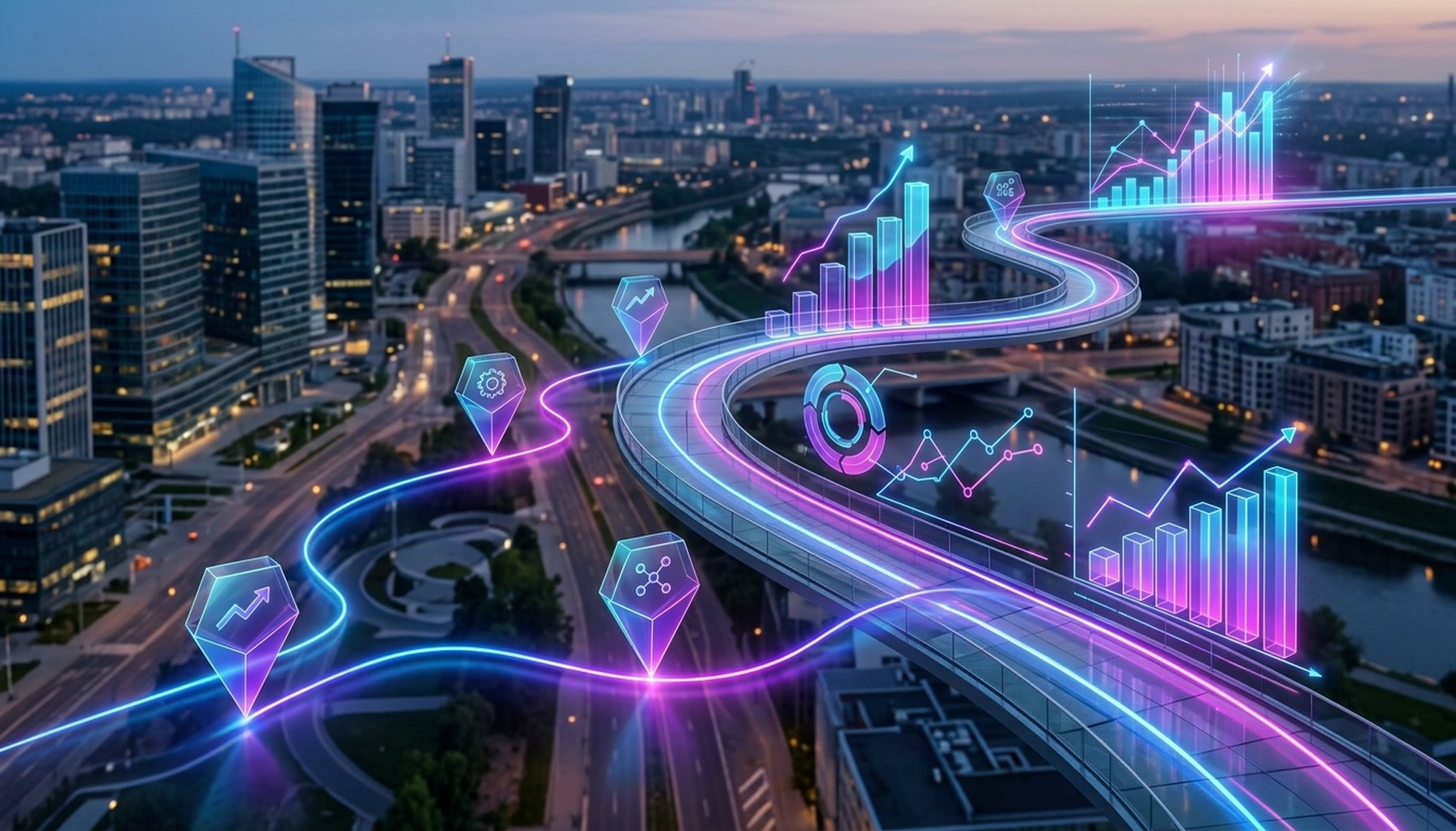 Healthcare AI Agents & Chatbots UAE: Transforming Compliance and Patient Service 8 A clear, professional roadmap graphic with icons representing key takeaways, successful implementation, and positive ROI, highlighting operational savings in UAE healthcare.