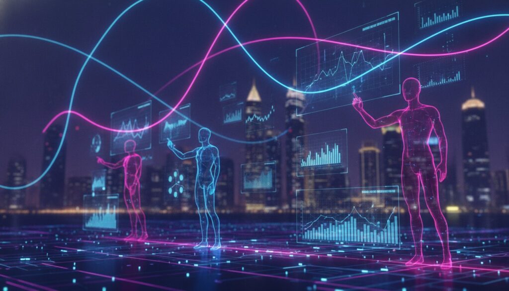 AI Marketing Automation for UAE companies: The Blueprint For Growth And Efficiency 1 Abstract visualization of AI marketing automation in the UAE, showing data flow and digital growth for businesses.