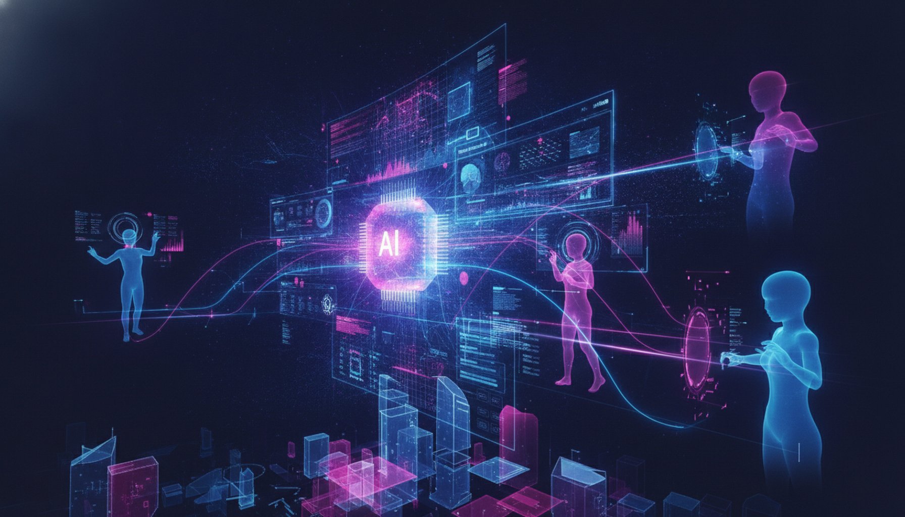 Transforming Businesses With Marketing Automation: Proven Strategies & Approach 5 A professional visual representing a digital dashboard displaying AI performance metrics, tracking infrastructure, and optimization recommendations, providing clear visibility into AI's impact.