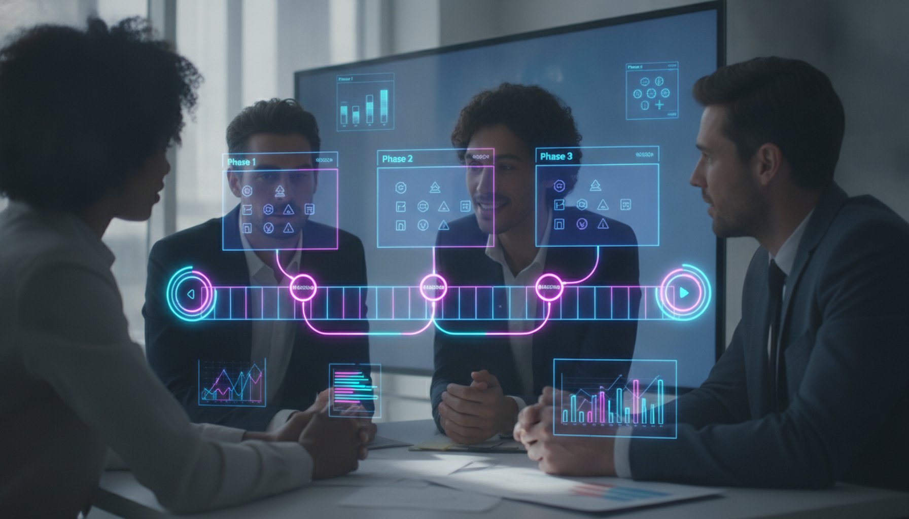 Agentic AI Dubai: 10 proven strategies to achieve 40% cost reduction in 2026 7 90-day implementation timeline showing phases and milestones for AI transformation