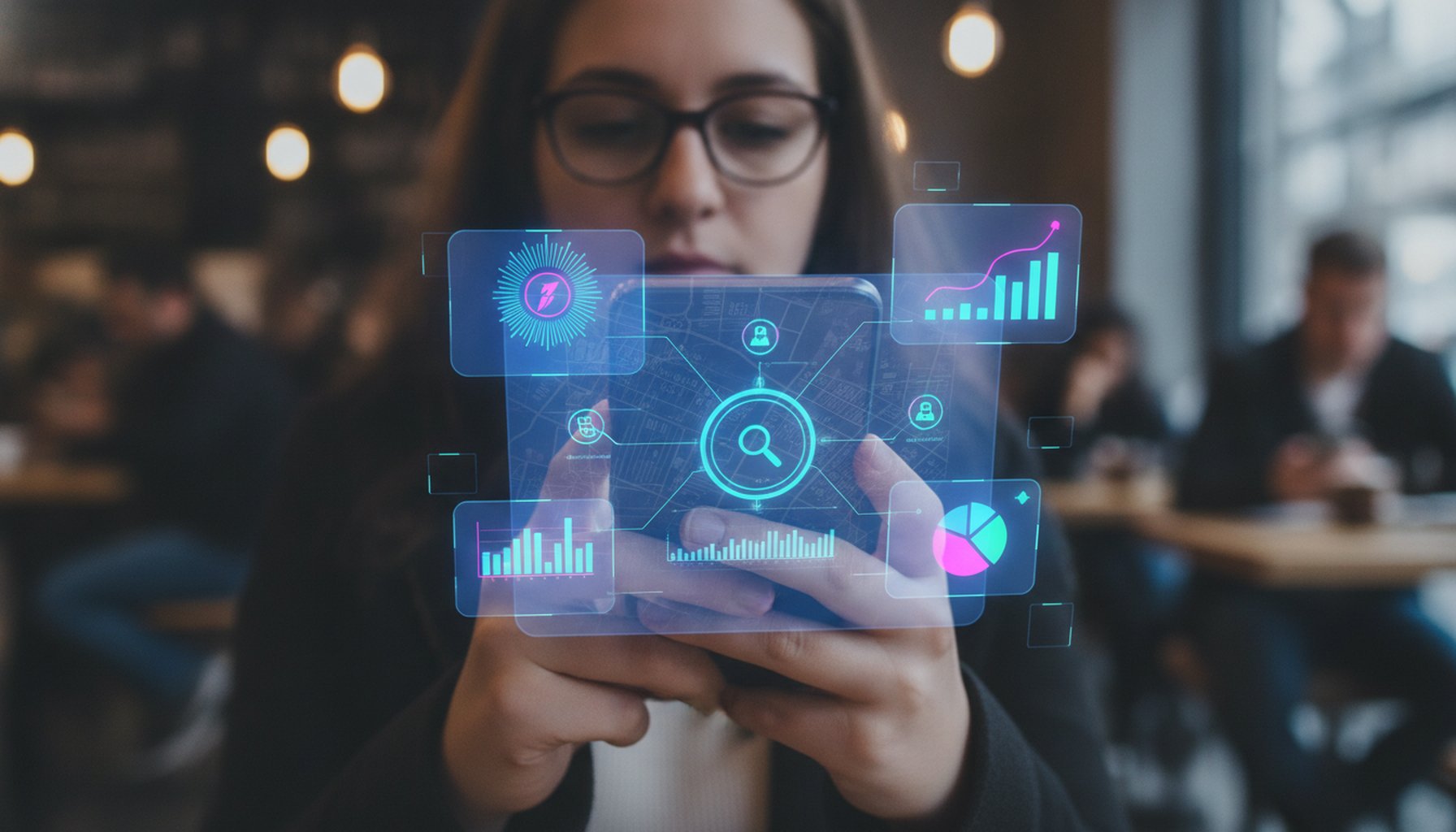 Your Customers Stopped Googling. They're Asking AI Now: The GEO Guide for Dubai Businesses 1 Customer using AI-powered search on mobile device to find Dubai businesses